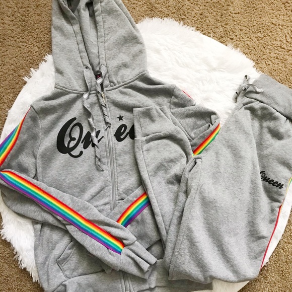 AQ Sport Junior’s Rainbow Hoodie & Sweatpants Set - Picture 1 of 7